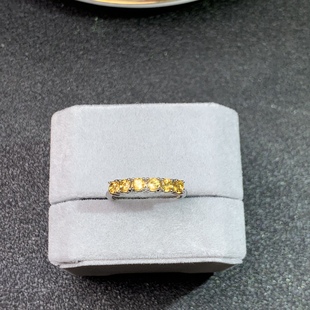 925银精工镶嵌排戒 3mm特惠 工厂直销天然聚财黄水晶戒指 主石3