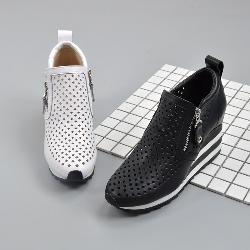 欧洲站2020春夏新款休闲运动女凉鞋真皮增高坡跟9cm缕空透气网眼在类目 女鞋, 低帮鞋中 - 来自Buy2taobao.com提供专业的淘宝代购服务