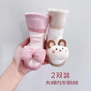 宝宝鞋袜加厚中筒袜防滑不掉跟新生儿袜子大弹力不勒腿婴儿地板袜