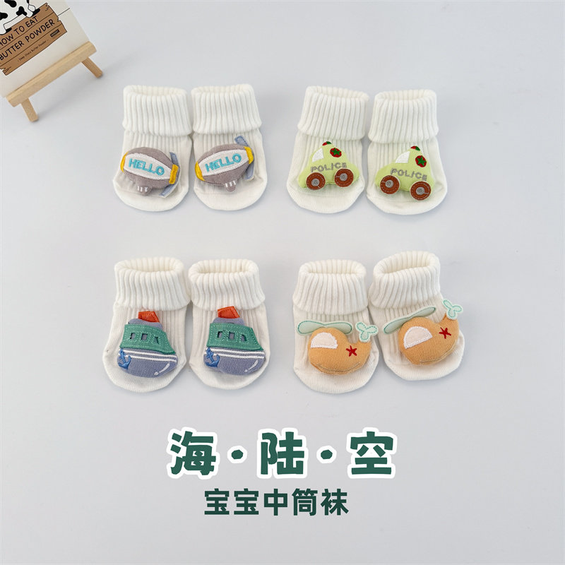 新生儿袜子可爱卡通中筒袜