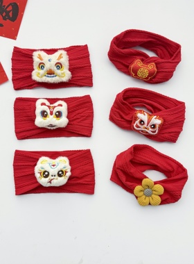 红色婴儿囟门帽秋季男女童婴幼儿宝宝满月护囟门发带喜庆可爱发饰