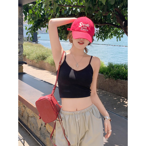 V领吊带带胸垫背心女内搭上衣夏