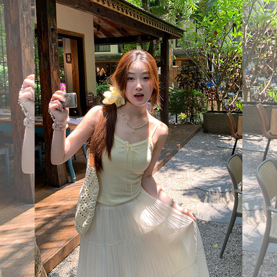 汤圆不圆 蕾丝吊带女带胸垫内搭背心2025新款夏季外穿无袖上衣