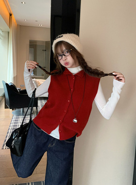 汤圆不圆 1/12 20:00PM 年货狂欢季 新品八折 红色马甲开衫女秋冬