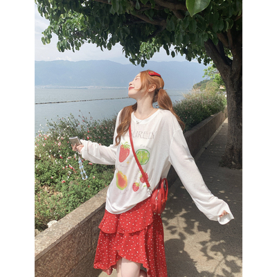 减龄宽松防晒罩衫女薄款印花上衣