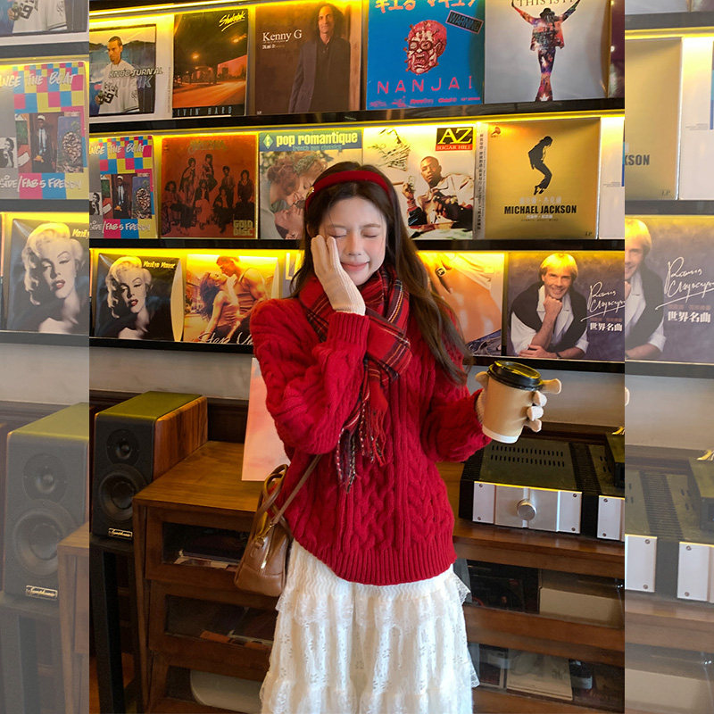 汤圆不圆 1/25 20:00PM 早春焕新 新品八折 红色麻花毛衣新年穿搭,女装/女士精品,毛针织衫,淘宝优惠券,粉丝福利购,淘宝优惠卷