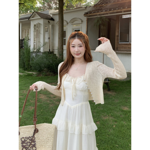 V领针织开衫女夏薄款防晒空调衫