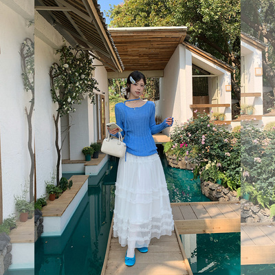 汤圆不圆 白色半身裙女夏季2026新款高腰a字蛋糕裙垂坠感网纱裙