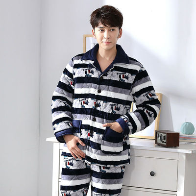 冬季三层夹棉保暖加绒外穿家居服