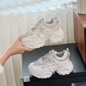 百搭秀气潮流带钻拼色休闲运动网鞋 欧货厚底老爹鞋 女2025早秋新款