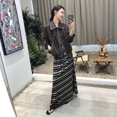 花苞型洋气韩式短款麂皮绒外套