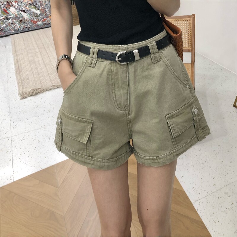 2026夏装新款多口袋A字工装牛仔短裤女欧洲站欧货女装阔腿热裤潮