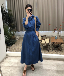 不对称设计感翻领宽松衬衫2024秋韩版斜扣小立领上衣高腰长裙套装