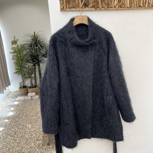 2025秋冬新款防风立领羊毛羊绒双面呢短款大衣设计感外套女腰带款