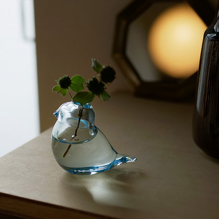 日本复古绿色粉色透明玻璃小花器