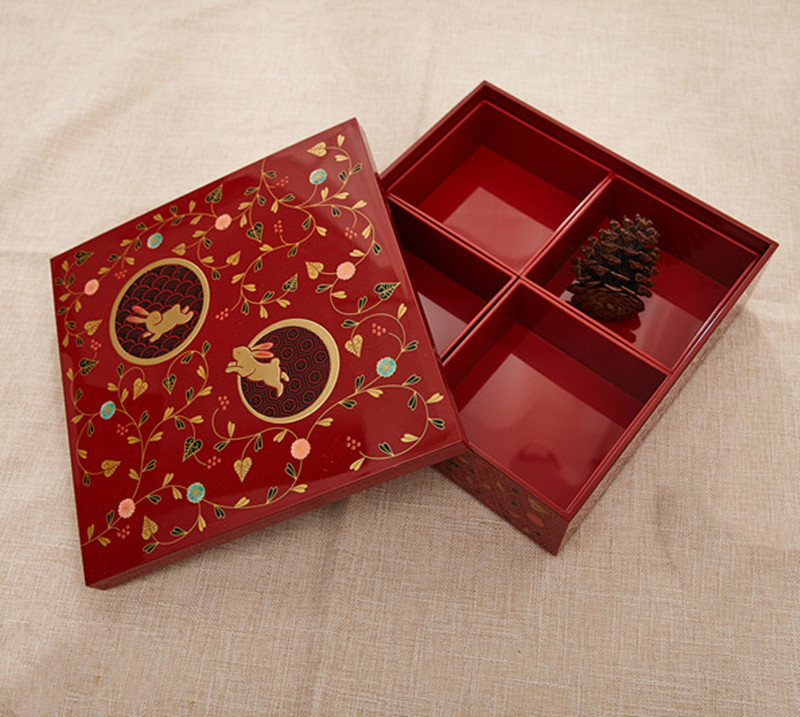 日本进口山中樱花兔子新婚漆器