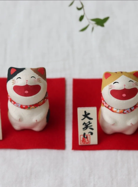 龙虎堂京都手作和纸猫摆件车摆件
