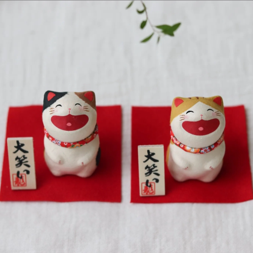 龙虎堂京都手作和纸猫摆件车摆件