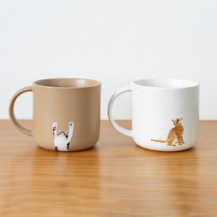 日本进口可爱猫咪釉下彩陶瓷马克杯家用水杯咖啡杯奶杯生日礼物