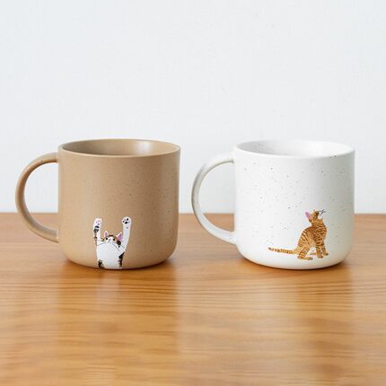 日本进口可爱三花猫咪陶瓷马克杯礼物办公室咖啡杯牛奶杯家用水杯