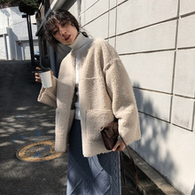 宽松bf夹克上衣 新款 JHXC chic羊羔毛皮毛一体外套女加厚2018冬季