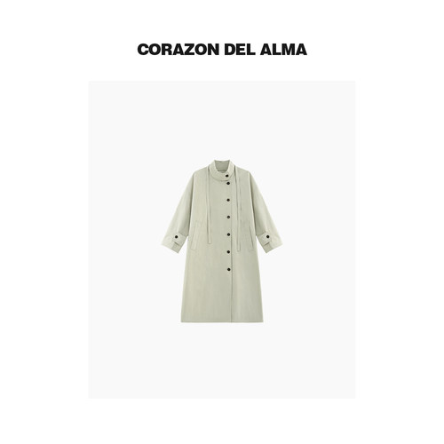 高密斜纹100棉廓形风衣外套