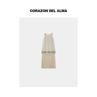 连衣裙 重工灵动风琴褶度假风无袖 轻盈感超细亚麻 SS1580 牧柃