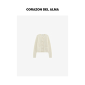 白苏 重磅羊驼 羊毛混纺 立体提花手工蝴蝶结造型毛织开衫 W269