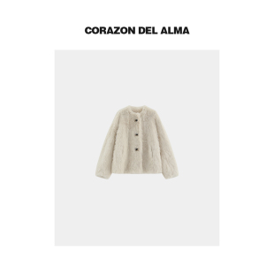 56677 高级西班牙进口原胚托斯卡纳直毛皮毛一体皮草外套 芳菲