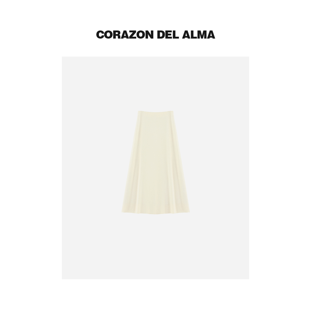 高腰A字毛呢毛边半身裙