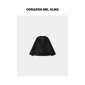 高奢进口南非小卷拉贡皮毛一体蓬松v领廓形皮草外套 拥夜 5656