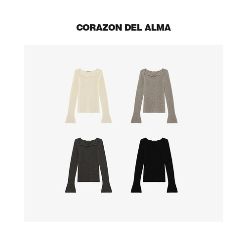 显瘦喇叭袖百搭毛织打底衫