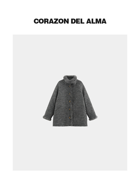 【斑斓】氛围感兔毛领珠片粗花呢+匈牙利95鹅绒羽绒服外套-W50838