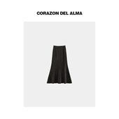 FW292 山雀 时髦竖纹理斑驳感显瘦立体解构高腰显瘦鱼尾半身裙