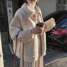 宽松毛绒夹克上衣 JHXCchic羊羔毛皮毛一体外套女加厚2018冬季 新款