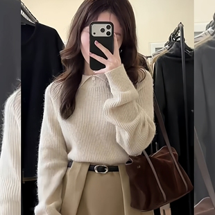 巨好看气质燕麦色毛衣套装女2026冬季温柔风针织上衣半身裙两件套