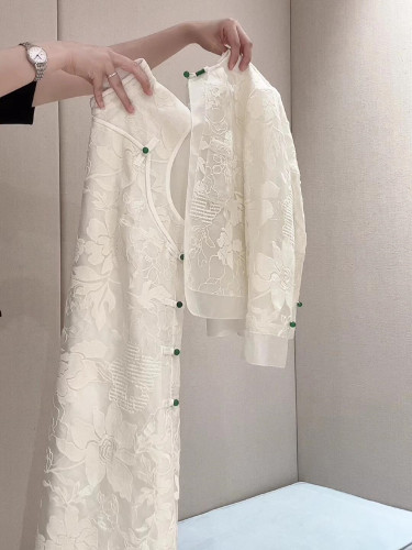 重工提花新中式外套连衣裙套装