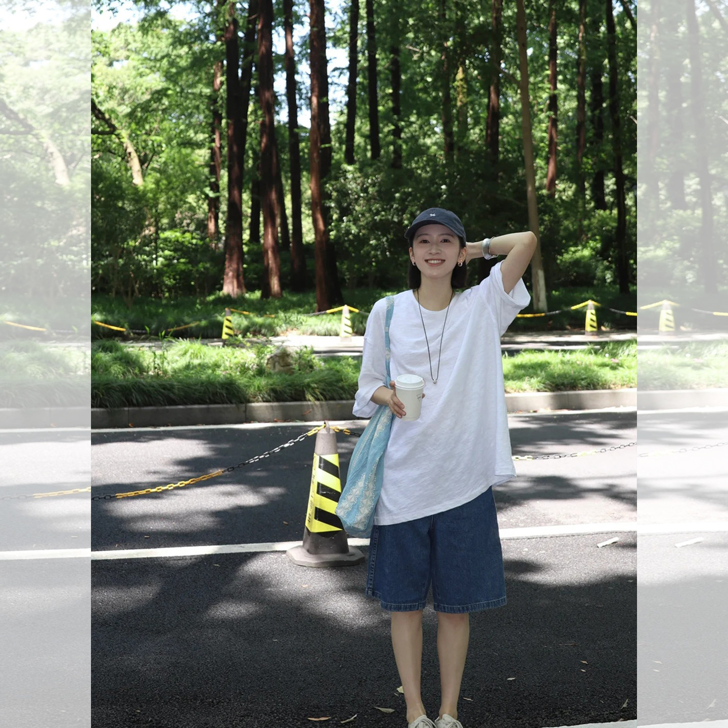 韩系ootd穿搭一整套女2026夏季小清新透气短袖T恤五分裤休闲套装