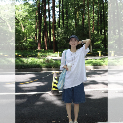 小清新透气短袖T恤五分裤套装