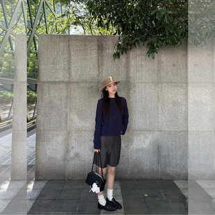 韩版慵懒风麻花毛衣套装女秋冬长袖显瘦百搭通勤两件套
