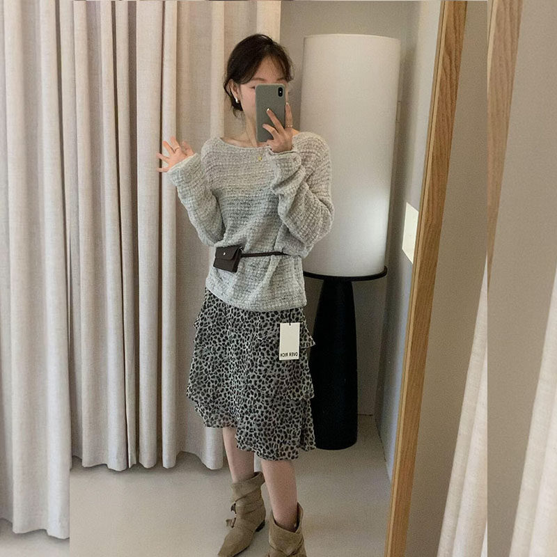 一整套ootd穿搭韩系超火灰色针织上衣波点半身裙时尚套装女士春季,女装/女士精品,大码套装,淘宝优惠券,粉丝福利购,淘宝优惠卷