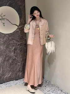 早秋穿搭新中式国风禅意套装2024新款女春秋提花外套半身裙两件套