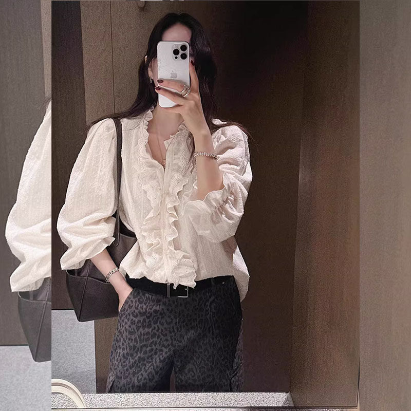 早春一整套ootd穿搭韩系木耳边V领氛围感衬衫高腰豹纹阔腿裤套装,女装/女士精品,大码套装,淘宝优惠券,粉丝福利购,淘宝优惠卷