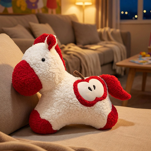吉祥物国风小马玩偶床上睡觉娃娃毛绒玩具生肖马公仔抱枕新年礼物