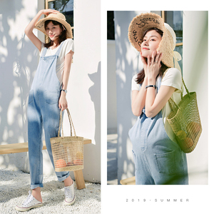 孕妇背带裤夏季薄款套装2023新款九分孕妇裤宽松时尚大码孕妇装