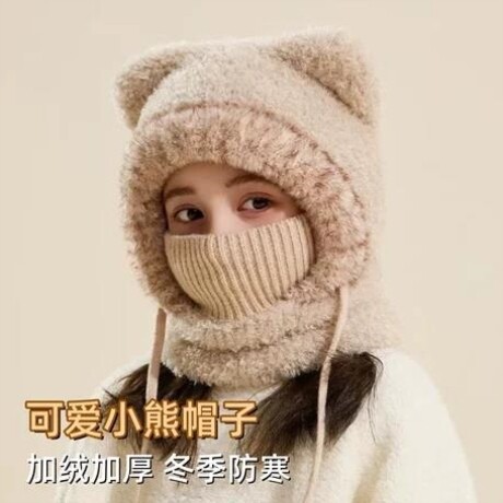 加绒加厚儿童帽子围脖一体冬季保暖男女童洋气针织套头女孩宝宝帽