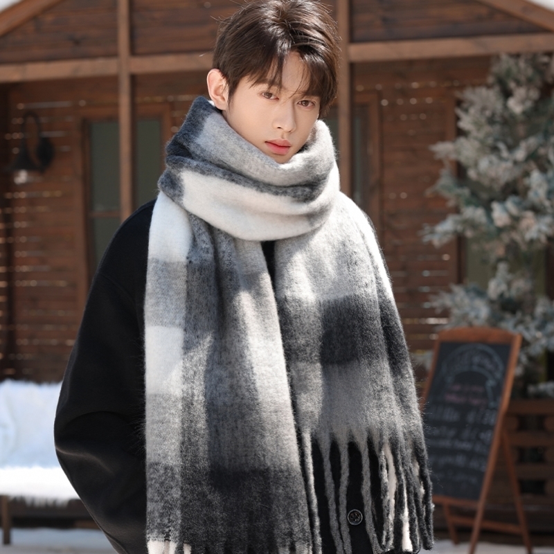 围巾男生围脖男士冬季加长加厚加宽男款保暖高级感高颜值生日礼物