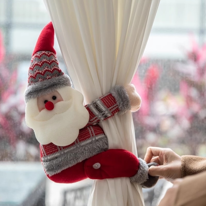 圣诞节装饰场景布置酒店卧室装扮道具新年挂饰创意圣诞老人窗帘扣