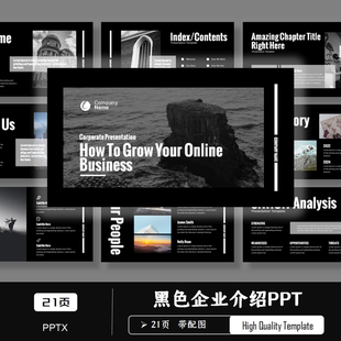 高端大气黑色英文PPT模板高级感欧美外企公司介绍企业宣传商务PPT