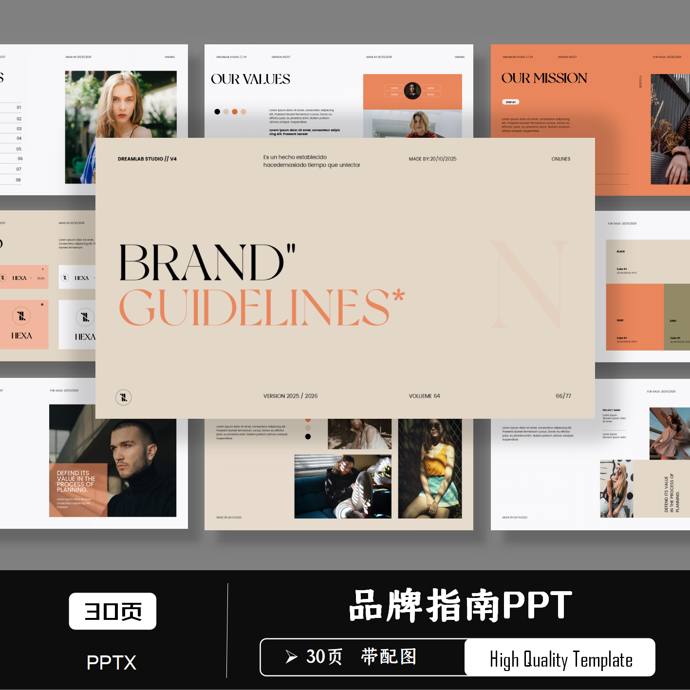 高端简约英文品牌指南规范准则企业VI视觉标准手册商务PPT模板